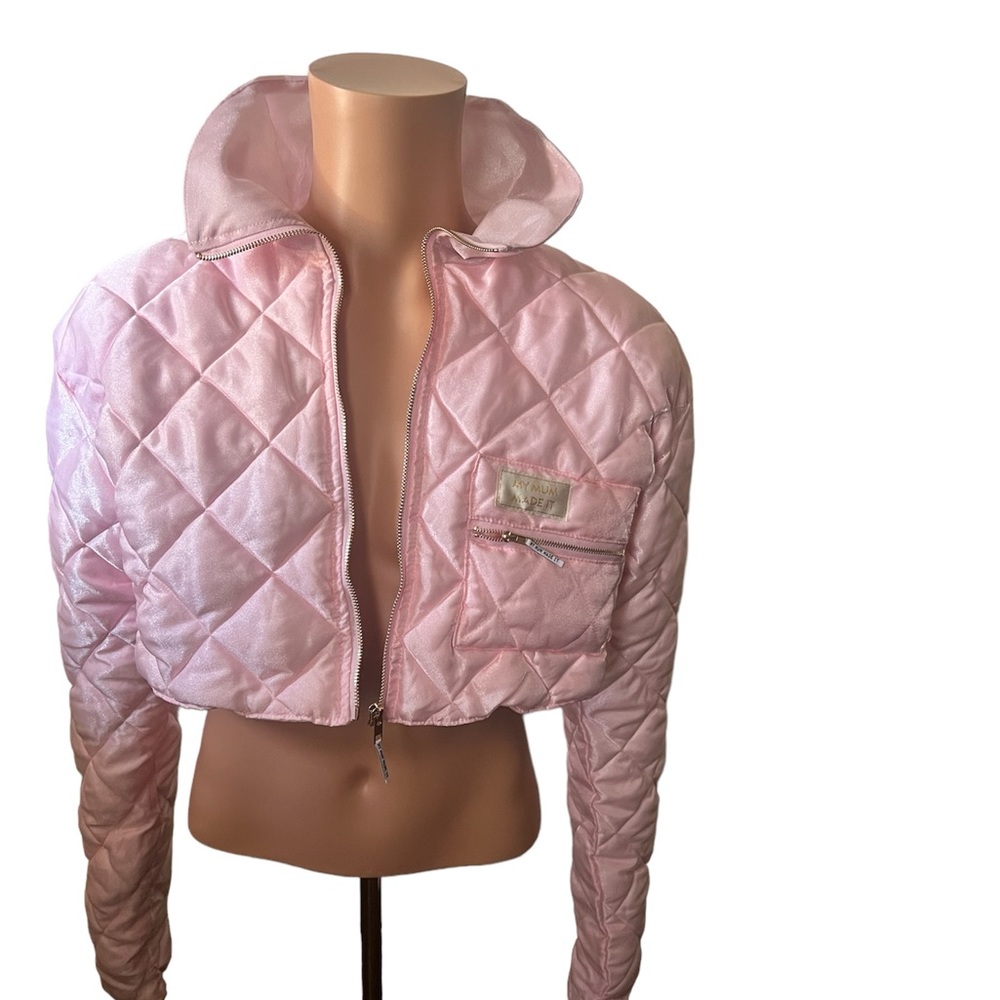 NWT MY MUM MADE IT DOLLS KILL Pink Quilted Organza Puffer Jacket M-L